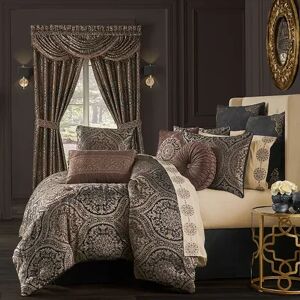 Five Queens Court Monaco Comforter Set with Shams, Brown, King