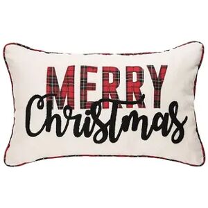 C&F Home Merry Christmas Plaid Throw Pillow, Beig/Green, 14X22