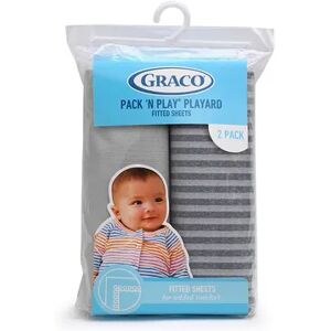 Graco 2-Pack Pack ‘n Play Playard Fitted Sheets, Stripes & Grey