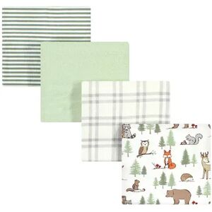 Hudson Baby Infant Boy Cotton Flannel Receiving Blankets, Forest Animals, One Size, Green