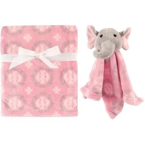Hudson Baby Infant Girl Plush Blanket with Security Blanket, Girl Elephant, One Size, Med Pink