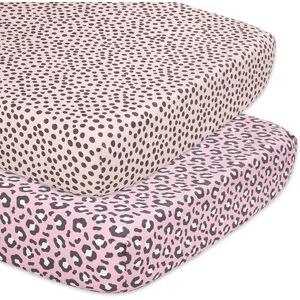 The Peanutshell 2-Pack Animal Crib Sheets, Pink, Large