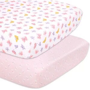 The Peanutshell 2-Pack Butterfly Crib Sheets, Pink, Large