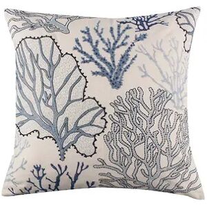 Levtex Home Tahiti Gray Embroidered Coral Feather-fill Throw Pillow, Grey, 18X18