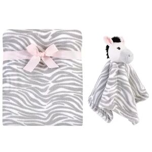Hudson Baby Infant Girl Plush Blanket with Security Blanket, Zebra, One Size, Grey