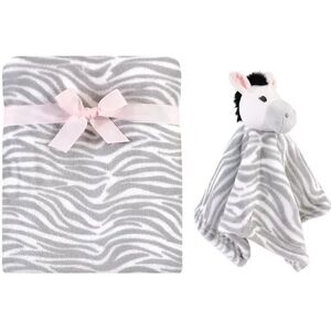 Hudson Baby Infant Girl Plush Blanket with Security Blanket, Zebra, One Size, Grey