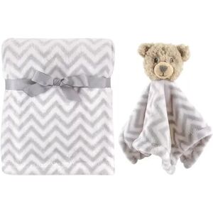 Hudson Baby Infant Plush Blanket with Security Blanket, Bear, One Size, Grey