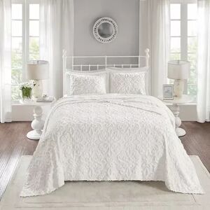 Madison Park Sarah 3-piece Cotton Chenille Bedspread Set, White, King