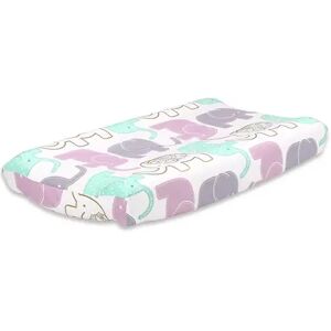 The Peanutshell Little Peanut Lilac Elephants Changing Pad Cover, Clrs