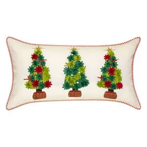 Edie at Home Holiday Potted Christmas Trees Indoor Outdoor Lumbar Throw Pillow, Green