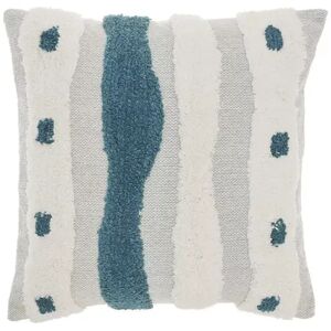 Mina Victory Life Styles Tufted Woven Waves Indoor Throw Pillow, Turquoise/Blue, 18X18