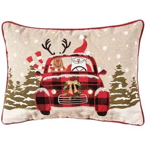 C&F Home Road Trip Friends LED Christmas Throw Pillow, Beig/Green, 13X18