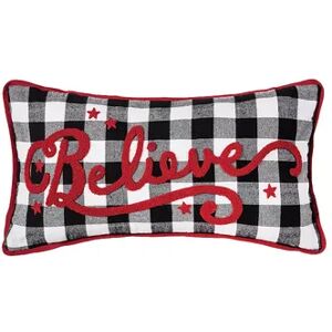 C&F Home Franklin Farm Believe Christmas Throw Pillow, Red, 12X24