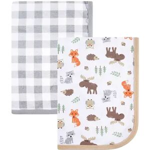 Hudson Baby Infant Boy Cotton Swaddle Blankets, Woodland, One Size, Grey