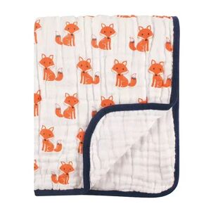 Hudson Baby Infant Boy Muslin Tranquility Quilt Blanket, Foxes, One Size, Drk Orange