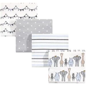 Hudson Baby Infant Boy Cotton Flannel Receiving Blankets, Royal Safari, One Size, Grey