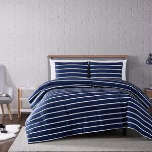 Truly Soft Maddow Stripe Comforter Set, Blue, Twin XL