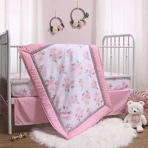 The Peanutshell Pink Floral 3-Piece Crib Bedding Set, Large