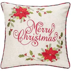 C&F Home Merry Christmas Ribbon Art Throw Pillow, Beig/Green, 18X18