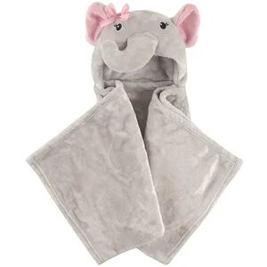 Hudson Baby Infant Girl Hooded Animal Face Plush Blanket, Pretty Elephant, One Size, Grey