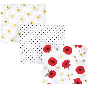 Hudson Baby Infant Girl Cotton Muslin Swaddle Blankets, Red Poppy Daisy, 3-Pack, Brt Red