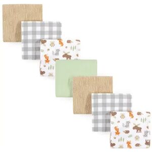 Hudson Baby Infant Boy Cotton Flannel Receiving Blankets Bundle, Woodland, One Size, Grey