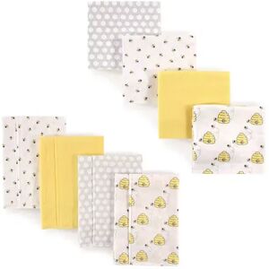 Hudson Baby Unisex Baby Cotton Flannel Burp Cloths and Receiving Blankets, 8-Piece, Bee, One Size, Yellow