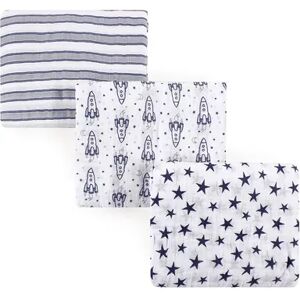 Hudson Baby Infant Boy Cotton Muslin Swaddle Blankets, Rocket Ship, One Size, Brt Blue