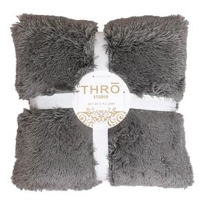 Thro by Marlo Lorenz 2-pack Chubby Faux-Fur Throw Pillow, Grey, 20X20