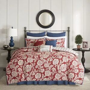 Madison Park 9-piece Georgia Comforter Set, Red, Cal King