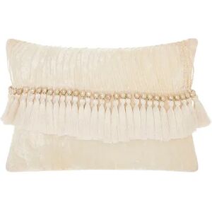 Mina Victory Life Styles Velvet Tassels II Oblong Throw Pillow, White, 14X20