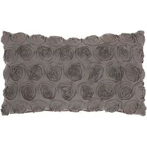 Mina Victory Lifestyles Denim Roses Throw Pillow, Grey, 14X24