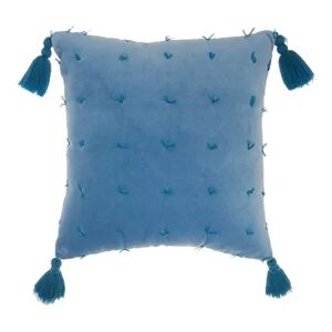 Mina Victory Life Styles Hand Knotted Velvet Throw Pillow, Blue, 18X18