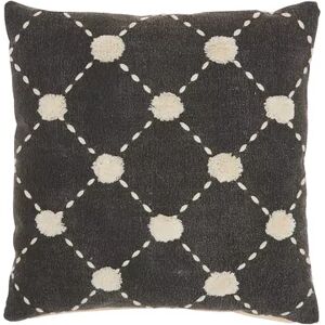 Mina Victory Embroidered DotsThrow Pillow, Grey, 20X20
