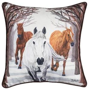 C&F Home Horses Descending Winter Throw Pillow, Brown, 18X18