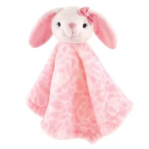 Hudson Baby Infant Girl Animal Face Security Blanket, Bunny, One Size, Med Pink