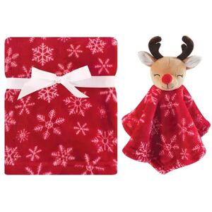 Hudson Baby Infant Plush Blanket with Security Blanket, Reindeer, One Size, Brt Red