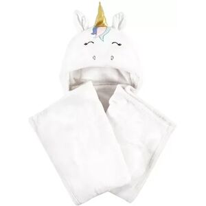 Hudson Baby Infant Girl and Toddler Hooded Animal Face Plush Blanket, Multicolor Unicorn, One Size, White