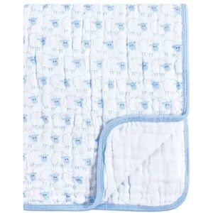 Hudson Baby Infant Boy Muslin Tranquility Quilt Blanket, Blue Sheep, One Size, Brt Blue