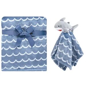 Hudson Baby Infant Boy Plush Blanket with Security Blanket, Shark, One Size, Brt Blue