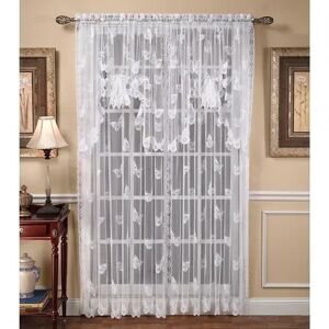 Saturday Knight, Ltd. Butterfly Lace 1-pack Window Curtain, White, 56X84