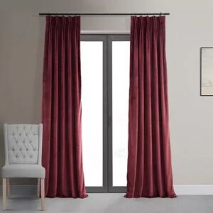 EFF Blackout 1-Panel Velvet Window Curtain, Red, 25X84