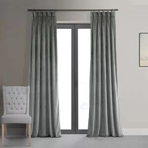 EFF Blackout 1-Panel Velvet Window Curtain, Grey, 25X84