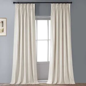 EFF Blackout 1-Panel Velvet Window Curtain, White, 25X120