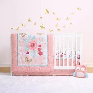 PS BY PEANUTSHELL PS by The Peanutshell Aflutter Floral 3 Piece Crib Bedding Set, Multicolor