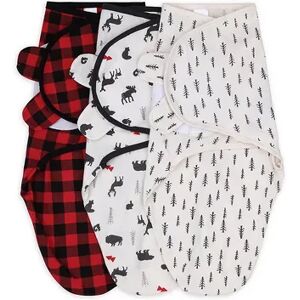 The Peanutshell Plaid Woodland 3-Pack Swaddles, Multicolor, M-L