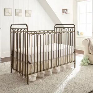 LA Baby Trinity 3-in-1 Convertible Full Sized Metal Crib, Yellow