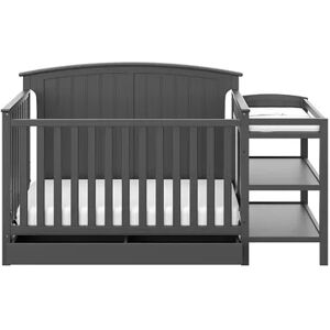 Storkcraft Steveston 4-in-1 Convertible Crib & Changer with Drawer, Grey