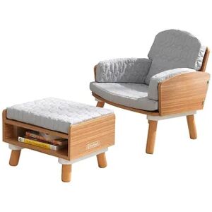 KidKraft Mid-Century Kid Reading Chair & Ottoman, Brown