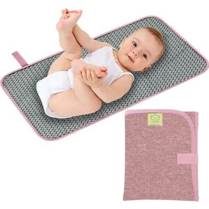 KeaBabies Portable Diaper Changing Pad, Waterproof Foldable Baby Changing Mat, Travel Diaper Change Mat, Med Pink